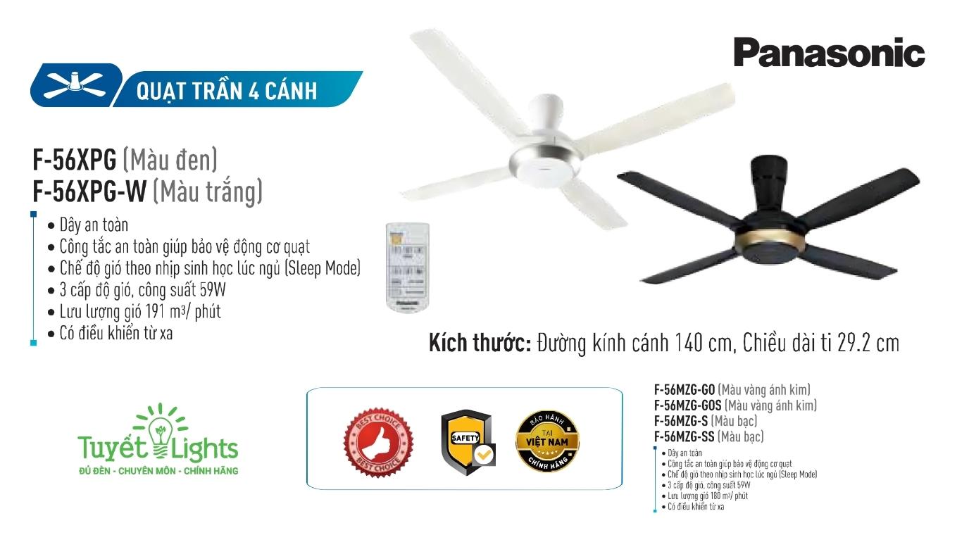  Quạt trần 4 cánh Panasonic F-56XPG - Quạt trần đa dụng, tiết kiệm năng lượng